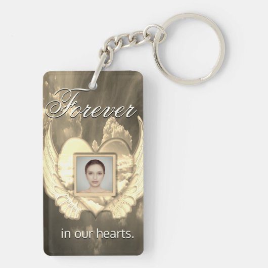 Porte-clés Custom Memorial Angel Wings Heart Ajouter une phot (Dos)