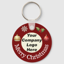 Custom Merry Christmas Keychain with Company Logo