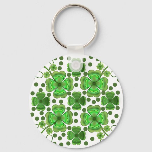 Porte-clés Custom Metallic Green Clover & Swirl Pattern  (Recto)
