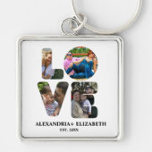 Porte-clés Custom modern love 4 photo collage pour couples (Devant)