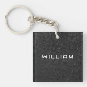 Porte-clés Custom Name Black Leather Finish Texture (Devant)
