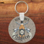 Porte-clés Custom NAME Cowboy Revolver Gun Whiskey Saloon (Recto)