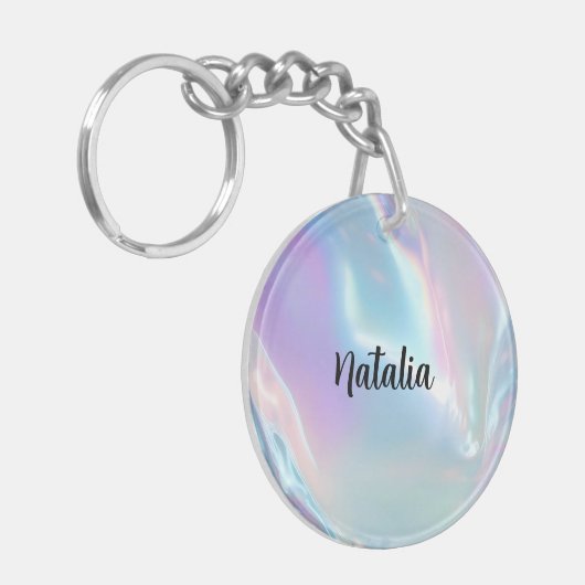 Porte-clés Custom Name Elegant Holographic (Devant gauche)