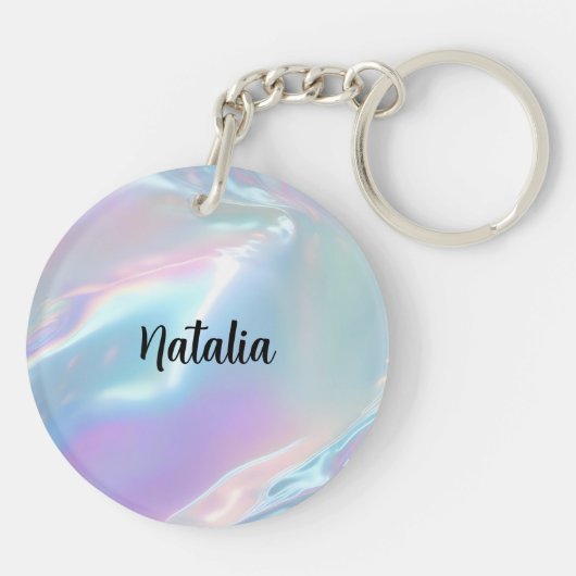 Porte-clés Custom Name Elegant Holographic (Dos)