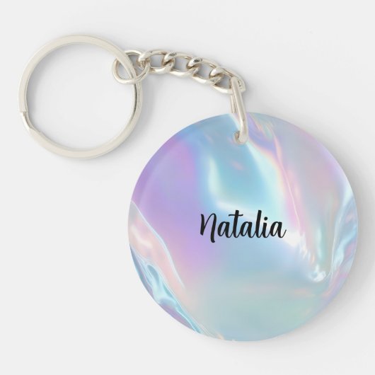 Porte-clés Custom Name Elegant Holographic (Devant)