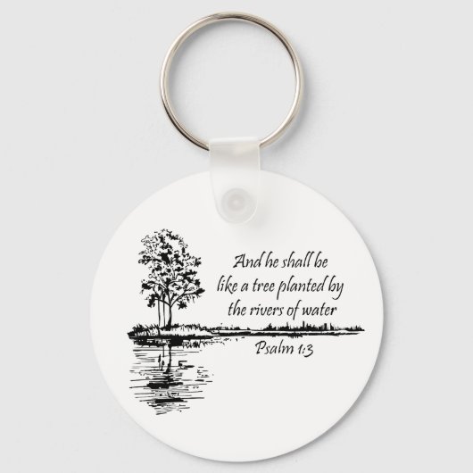 Porte-clés Custom Name Encouraging Scripture Psalm 1:3 (Recto)