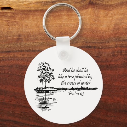 Porte-clés Custom Name Encouraging Scripture Psalm 1:3 (Recto)