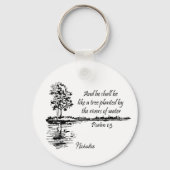 Porte-clés Custom Name Encouraging Scripture Psalm 1:3  (Verso)