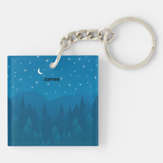 Porte-clés Custom Name, Stars Moon Mountain Acrylic Keychain