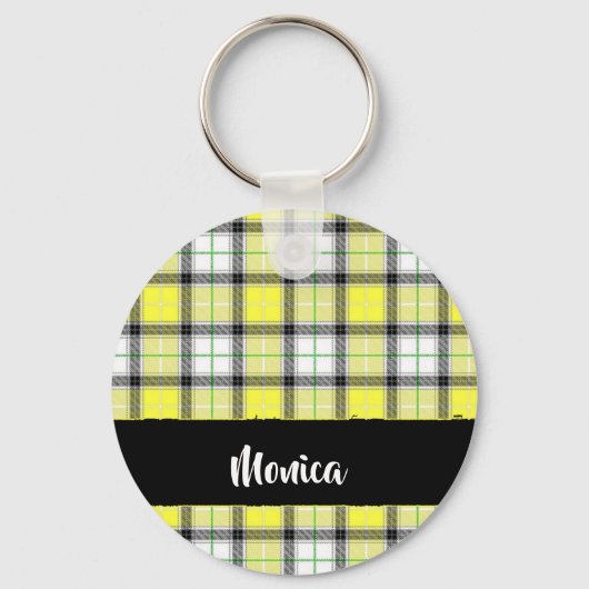 Porte-clés Custom name yellow plaid (Recto)