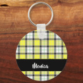 Porte-clés Custom name yellow plaid (Recto)