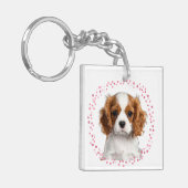 Porte-clés Custom pastel pink cavalier Photo & Name (Devant gauche)
