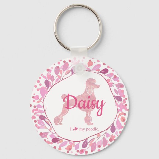Porte-clés Custom Pastel Pink Poodle Silhouette  Keychain (Recto)