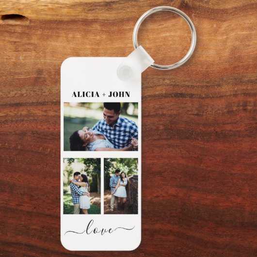 Porte-clés Custom Personalized Double Sided 3 Photo keychain (Verso)