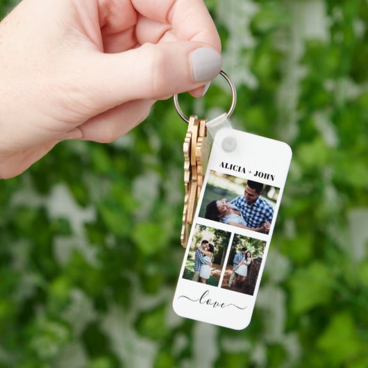 Porte-clés Custom Personalized Double Sided 3 Photo keychain (main)