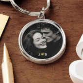 Porte-clés Custom Photo Initial Heart Monogram Couples Gift