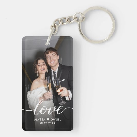 Porte-clés Custom Photo Love script Mariage faveurs (Dos)
