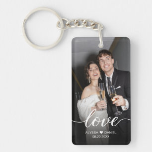 Porte-clés Custom Photo Love script Mariage faveurs