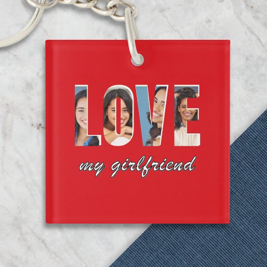 Porte-clés Custom Photos Love My Girlfriend Stylish Red