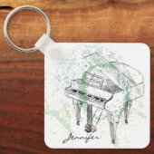 Porte-clés Custom Piano Illustration Art Drawing Music Lovers (Recto)