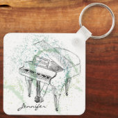 Porte-clés Custom Piano Illustration Art Drawing Music Lovers (Verso)