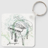 Porte-clés Custom Piano Illustration Art Drawing Music Lovers (Dos)
