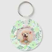 Porte-clés Custom Poodle Photo with Mint Green Floral Wreath (Verso)