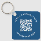 Porte-clés Custom QR Code Text Corporate Swag Blue (Recto)