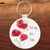 Porte-clés Custom Red Poppies One day at a Time Quote (Recto)
