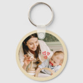 Porte-clés Custom Round Birthday Photo Beige & Turquoise (Verso)