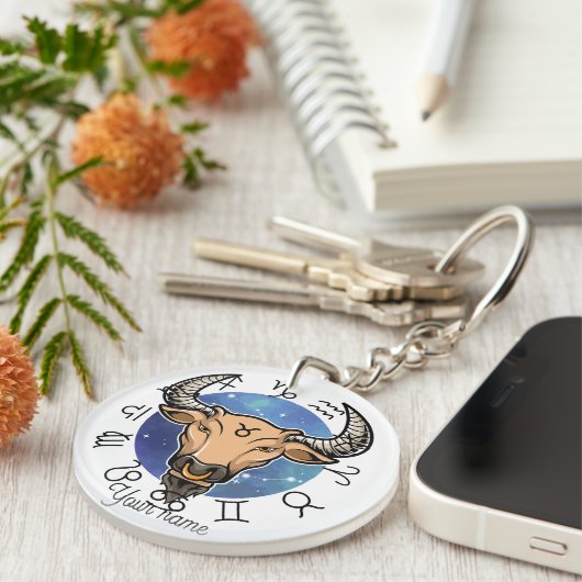Porte-clés Custom Taurus & Virgo Zodiac Keychain (Devant droit)