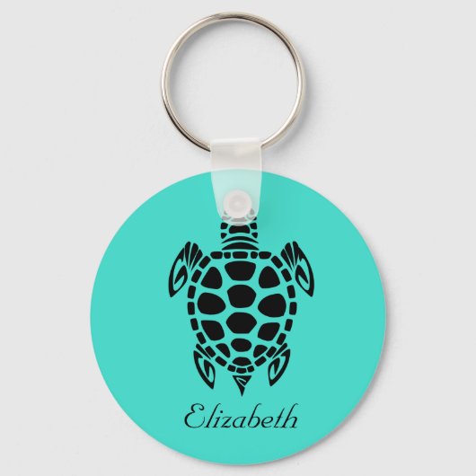Porte-clés Custom Tribal Sea Turtle Turquoise (Recto)