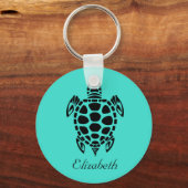 Porte-clés Custom Tribal Sea Turtle Turquoise (Recto)