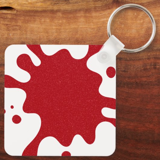 Porte-clés Custom White & Tomato Red Paint Splatter Keychain (Verso)