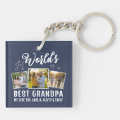 Porte-clés Custom World's Best Grandpa 3 Photo (Dos)