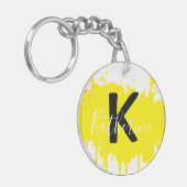 Porte-clés Custom Yellow Splash Initial Acrylic Keychain (Devant gauche)