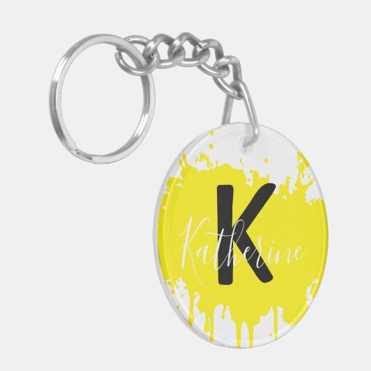 Porte-clés Custom Yellow Splash Initial Acrylic Keychain (Devant gauche)