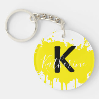 Porte-clés Custom Yellow Splash Initial Acrylic Keychain