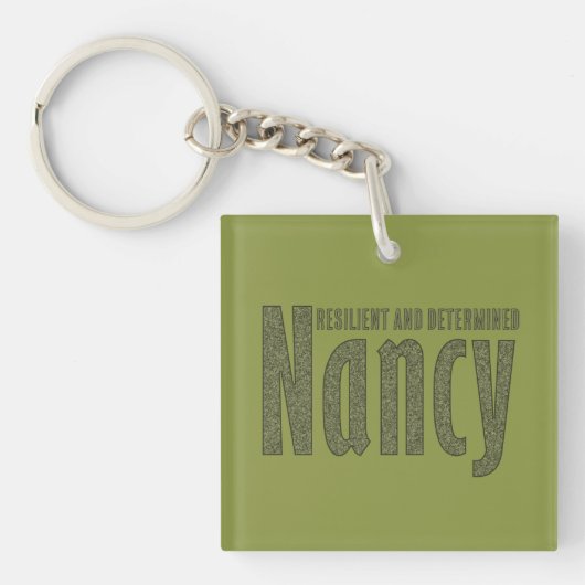 Porte-clés Customisé "Nancy" Nom Dark Army Green Camouflage (Devant)
