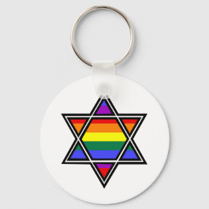 Porte-clés Customizable Gay Pride Rainbow Star of David