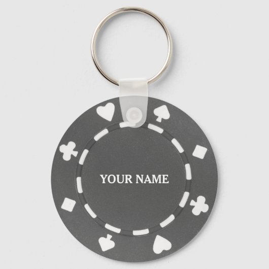 Porte-clés Customizable poker chip gray grey (Recto)