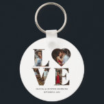Porte-clés Customized Couple Love Heart 4 Photo<br><div class="desc">Show your love for one another with this special couple love heart four photo keychain. Unique design features a romantic "love" on a glossy a beautiful picture of you and your partner. This keychain will be a meaningful reminder of your relationship each time you reach for your keys. Please click...</div>