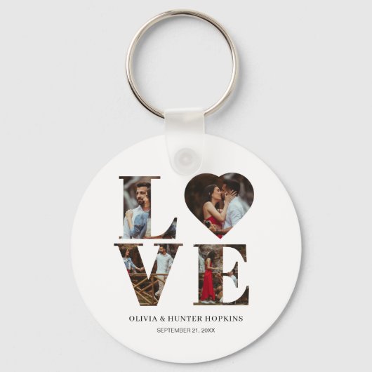Porte-clés Customized Couple Love Heart 4 Photo (Recto)