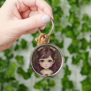 Porte-clés Cute Adorable Style Vintage Chibi Kawaii Girl Art