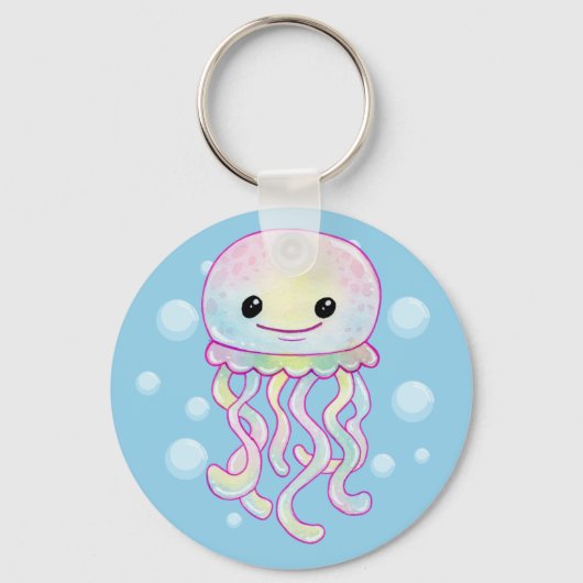 Porte-clés Cute Aquarelle arc-en-ciel Jellyfish (Recto)