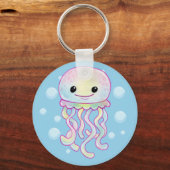 Porte-clés Cute Aquarelle arc-en-ciel Jellyfish (Recto)