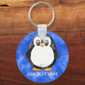 Porte-clés Cute Aquarelle Pingouin bleu (Verso)