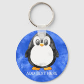 Porte-clés Cute Aquarelle Pingouin bleu (Verso)