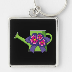 Porte-clés Cute arrosage canne avec Bouquet de fleurs