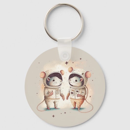 Porte-clés Cute astronaute Rat Couple (Recto)